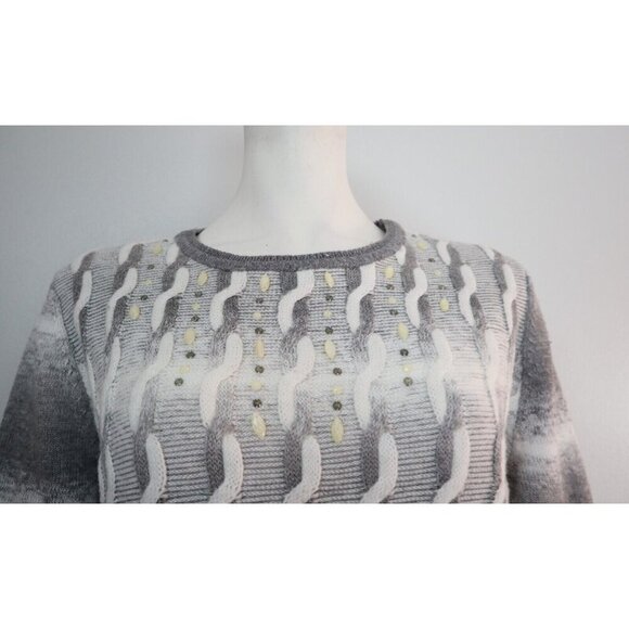 WOMEN'S GRAY PULLOVER SWEATER  3/4 SLEEVE - ALFRED DUNNER - SIZE M - Picture 2 of 5